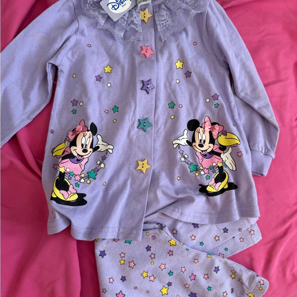 Disney store vintage Minnie Mouse purple lace top and pants set size 4T nwt